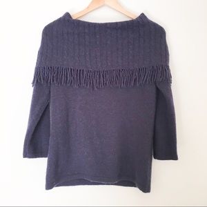 Marisa Christina Fringe Sweater Blue